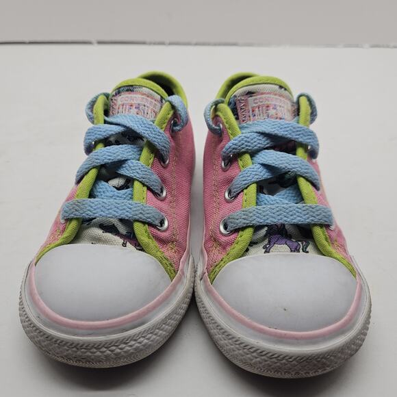 CONVERSE All Star Pink Canvas Unicorn Print Sneakers Low Top Toddler Girls Sz 7 - Picture 3 of 8